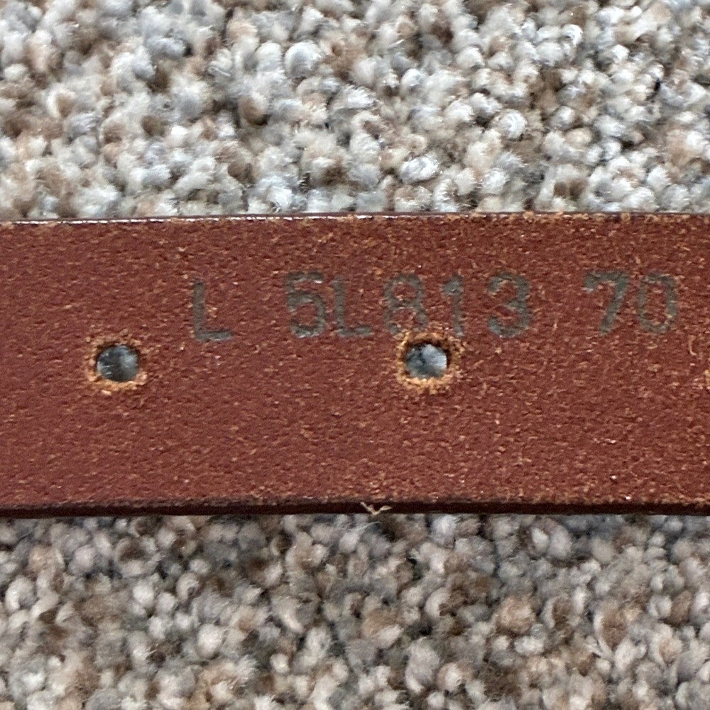 90's LL Bean Leather Belt Mens 34? Brown Brass Buckle USA Americana Heritage - Picture 9 of 9